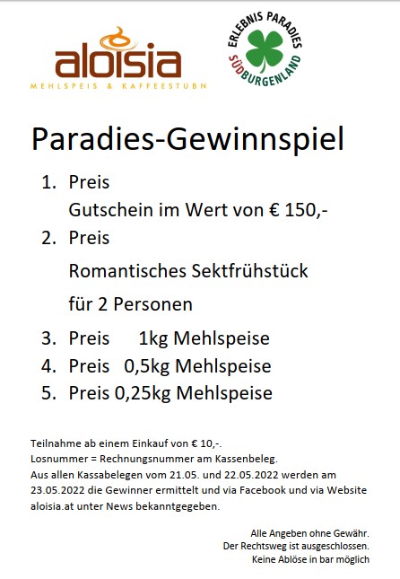 Tage im Erlebnisparadies 21. und 22. Mai 2022 – Gewinnspiel